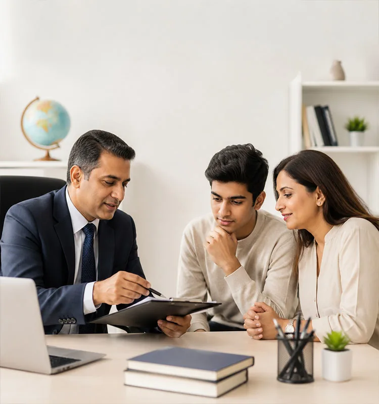 NRI parents discussing MBBS counselling and medical college options