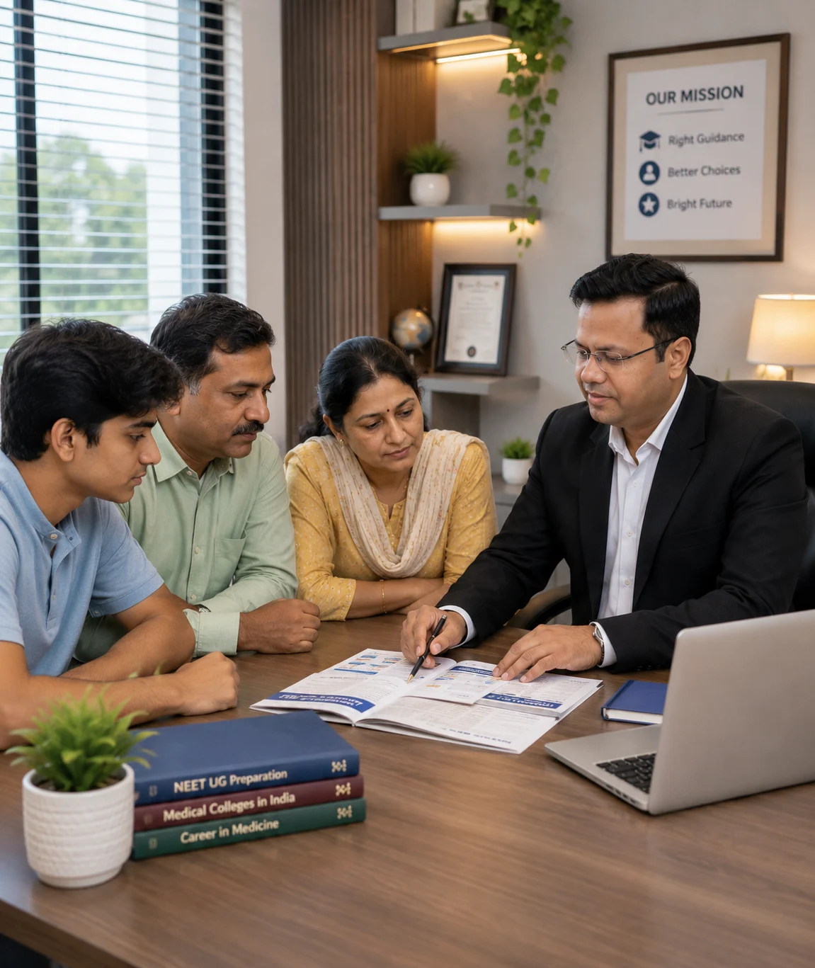 MBBS consultant in Karnal guiding a NEET student and parents