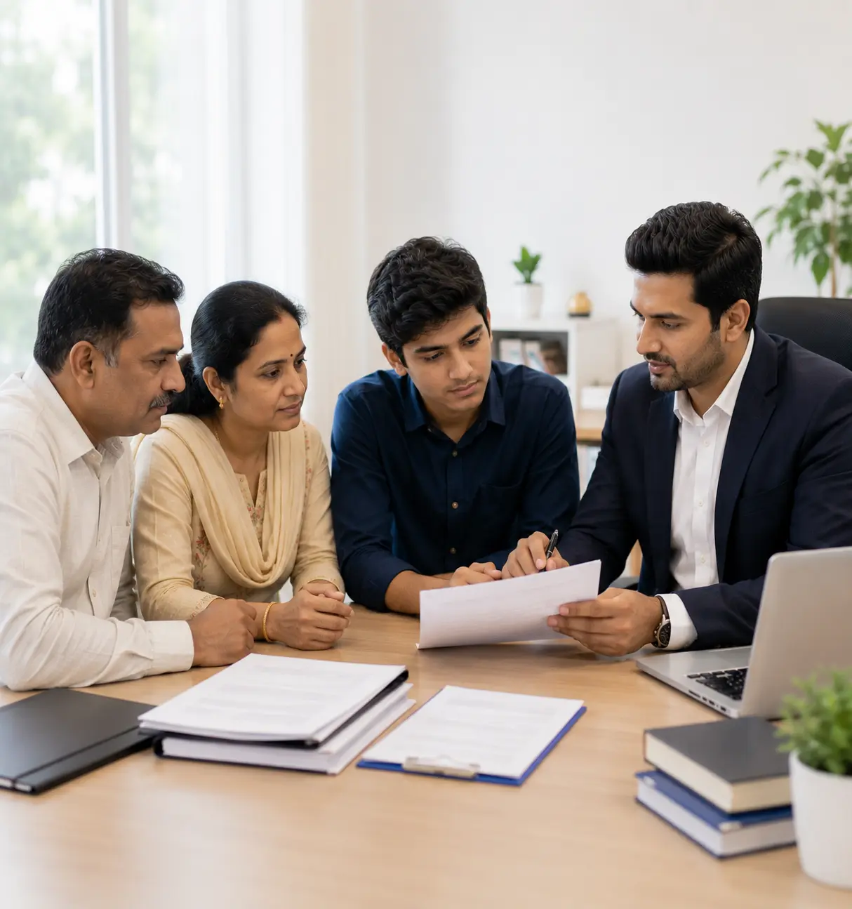 MBBS admission consultant discussing medical colleges with family in Faridabad
