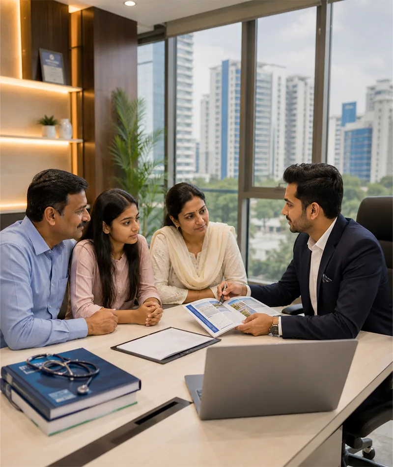 MBBS consultant in Noida guiding a NEET student and parents
