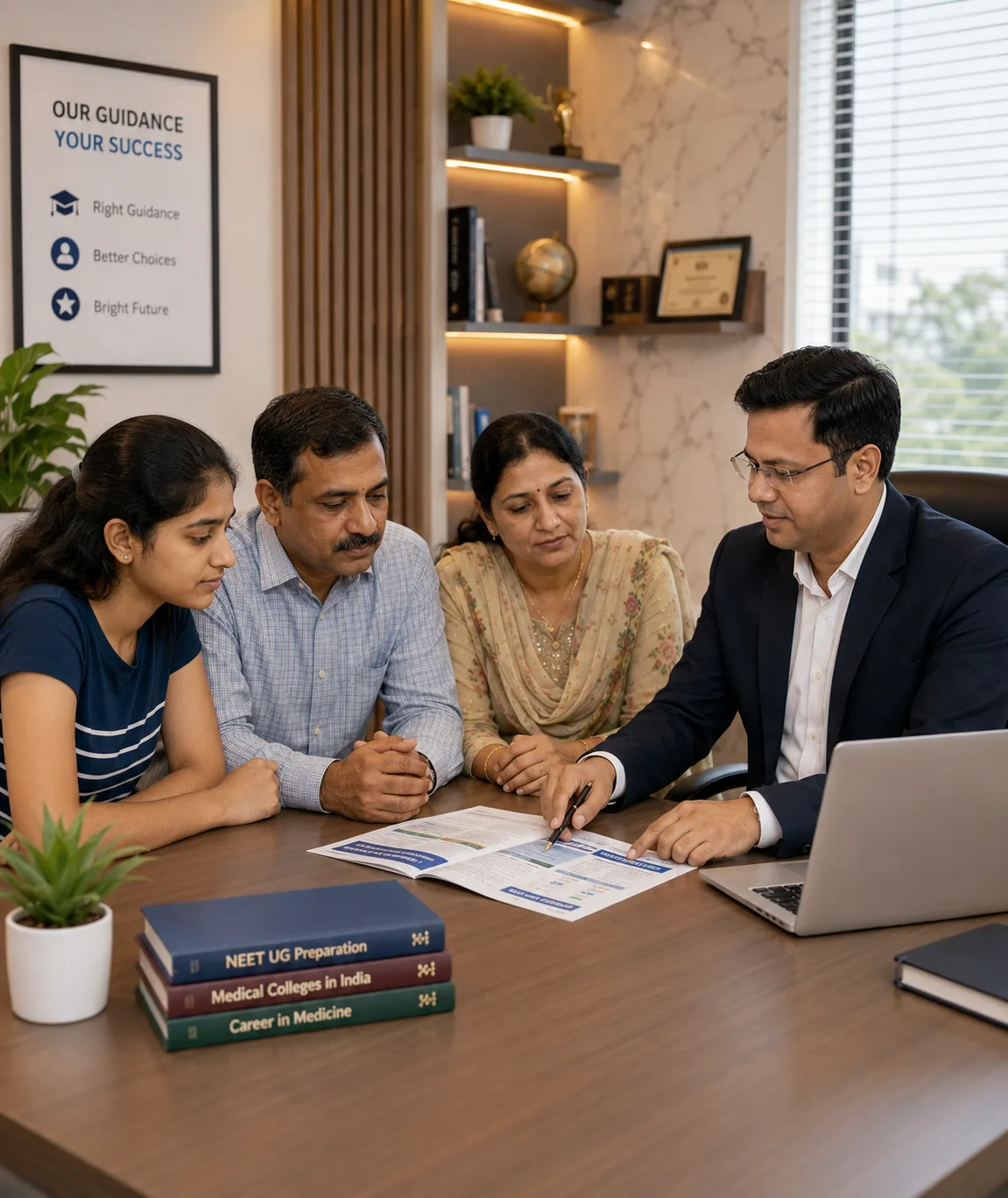 MBBS consultant in Rohtak guiding a NEET student and parents